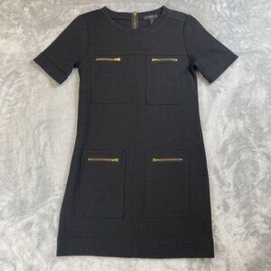 J.Crew Women’s 0 Dress Gray Wool Blend 60s Style Zip Pocket Short Sleeve